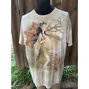 Vintage 2003 LINDA BERGKVIST Enayla FAIRY THE MOUNTAIN T-SHIRT XXL Leather Tag